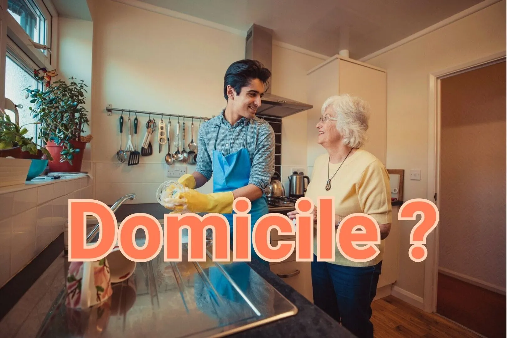 mamie qui cuisine avec aidant